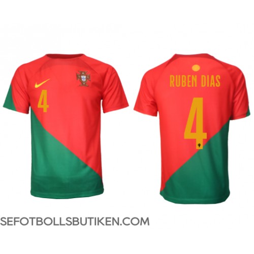 Portugal Ruben Dias #4 Replika Hemma matchkläder VM 2022 Korta ärmar